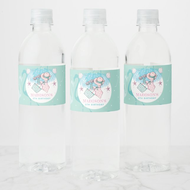 Personalised Summer Pool Party Water Bottle Label (Bottles)