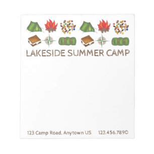 Personalised Summer Sleepaway Camp Camping Notepad