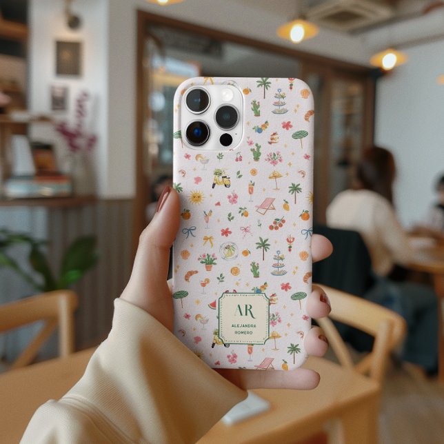 Personalised Summer Watercolor Monogram Case-Mate iPhone Case (Creator Uploaded)