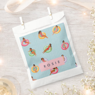 Personalised Summer Women Relaxing on Pool Floats Favour Bag