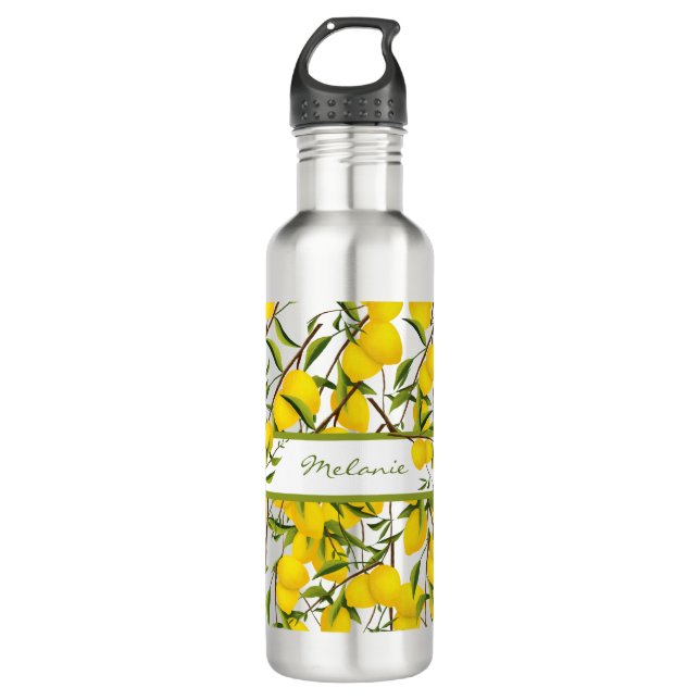 Personalised Summery Citrus Lemon Tree Branches   710 Ml Water Bottle (Front)
