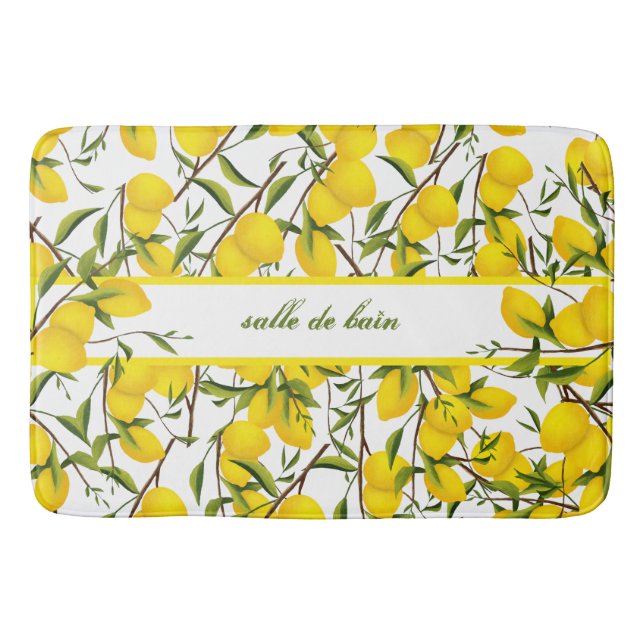 Personalised Summery Citrus Lemon Tree Branches  Bath Mat (Front)