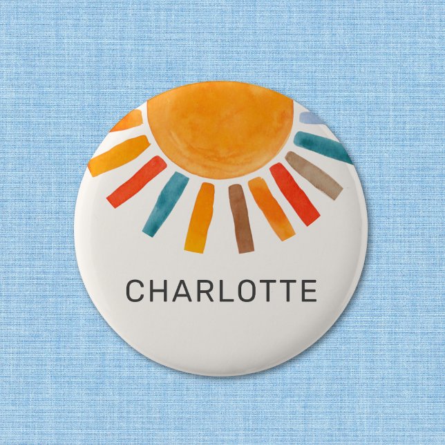 Personalised Sun  6 Cm Round Badge (Creator Uploaded)