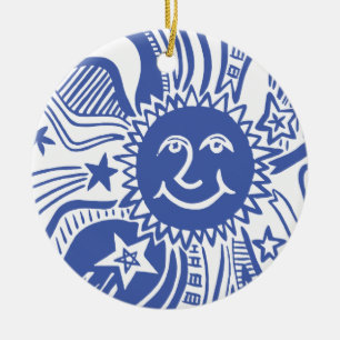 Personalised Sun Pattern Ceramic Ornament