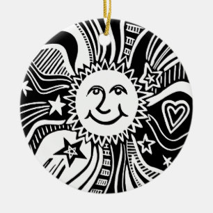 Personalised Sun Pattern Ceramic Ornament