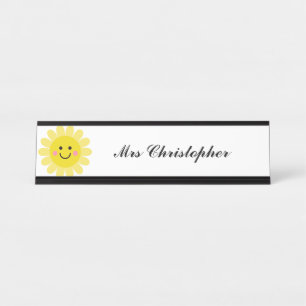 Personalised Sun Smile Face Teacher Desk Name Plate