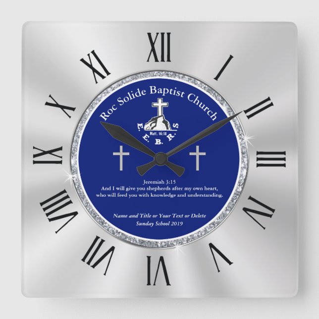 Personalised Sunday School Teacher Gifts YOUR TEXT Square Wall Clock (Front)