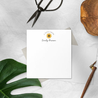 Personalised Sunflower A Note From Notepads