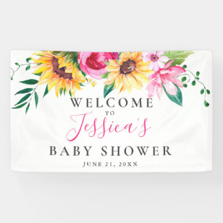Personalised Sunflower Baby Shower Welcome Banner