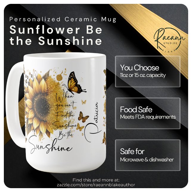 Personalised Sunflower Be the Sunshine Ceramic Mug (Creator Uploaded)