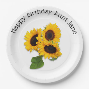 Personalised Sunflower Birthday Party Paper Plates