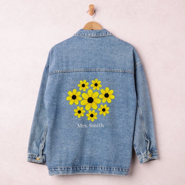 Personalised Sunflower Bride Wedding Denim Jacket (Hangar)