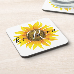Personalised sunflower coaster