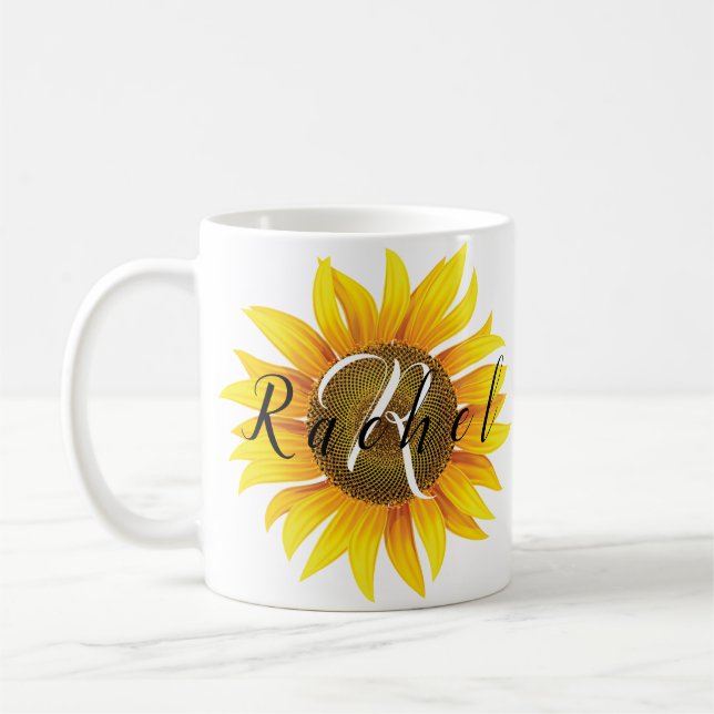 Personalised sunflower  coffee mug (Left)