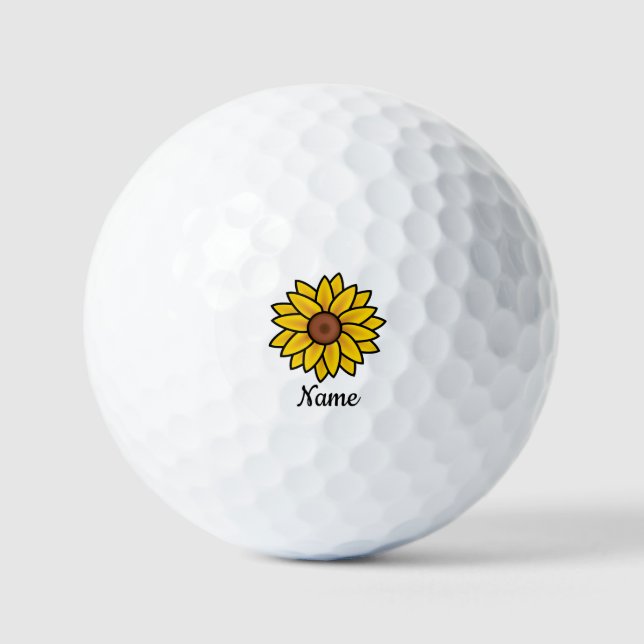 Personalised Sunflower Custom Name Golf Balls (Front)