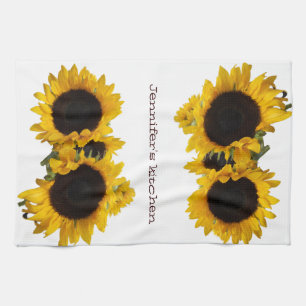 Personalised Sunflower Custom Tea Towel