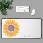 Personalised Sunflower Desk Mat<br><div class="desc">This botanical desk mat is decorated with a watercolor sunflower in shades of yellow.
Easily customisable.
Original Watercolor © Michele Davies.</div>