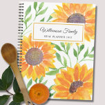 Personalised Sunflower Family Meal  Planner<br><div class="desc">This unique Meal Planner features a watercolor sunflower pattern.
Easily customisable with your name and year.
Because we create our own artwork you won't find this exact image from other designers.
Original Watercolor © Michele Davies.</div>