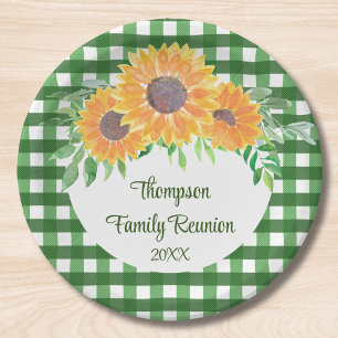 Personalised Sunflower Family Reunion Paper Plate