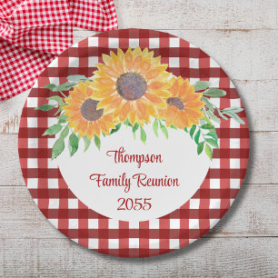Personalised Sunflower Family Reunion Paper Plate