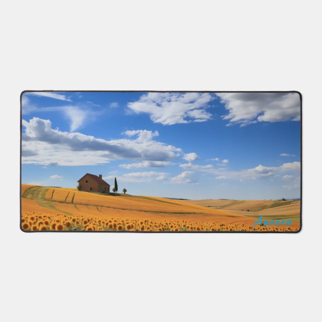 Personalised Sunflower Field and a Barn Desk Mat (Front)