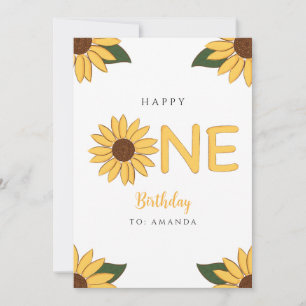Personalised Sunflower First Happy Birthday Card