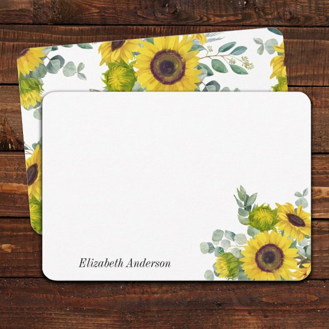 Personalised Sunflower Floral Stationary Note Card (Creator Uploaded)