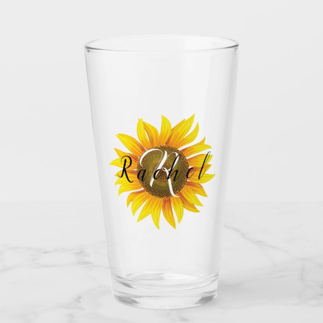 Personalised sunflower  glass (Front)
