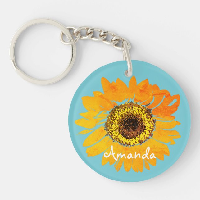 Personalised Sunflower Keychain (Front)