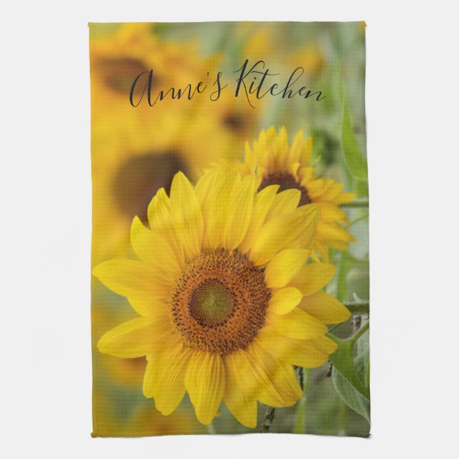 Personalised Sunflower Kitchen Towel (Vertical)