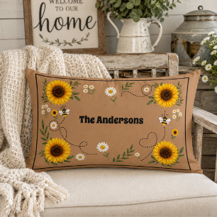 Personalised Sunflower Lumbar Cushion