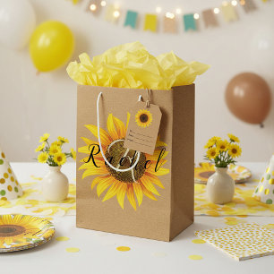 Personalised sunflower  medium gift bag