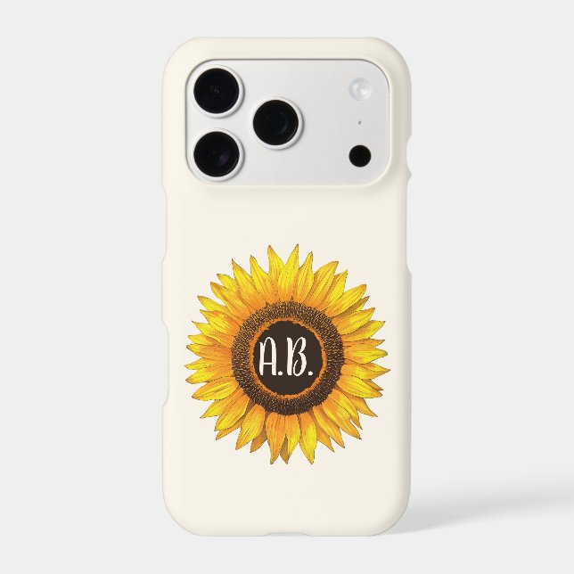 Personalised Sunflower Monogram iPhone Case (Back)