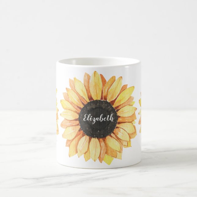 Personalised Sunflower Monogrammed Coffee Mug (Center)