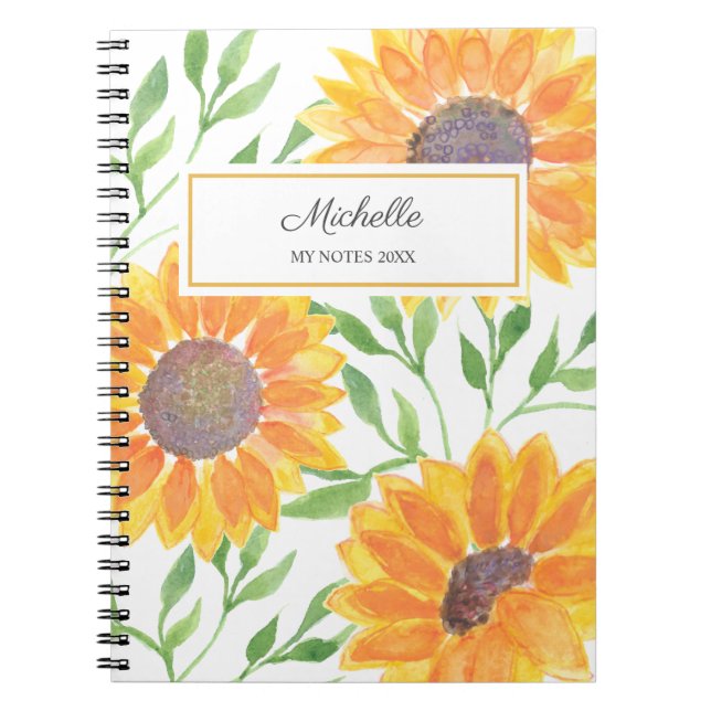 Personalised Sunflower My Notes Notebook (Front)