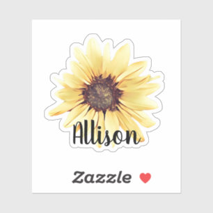 Personalised Sunflower Name Sticker
