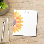 Personalised Sunflower Notepad<br><div class="desc">This floral personalised notepad is decorated with a yellow watercolor sunflower. 
Easily customisable. 
Use the Design Tool to change the text size,  style,  or colour. 
As we create our artwork you won't find this exact image from other designers. Original Watercolor © Michele Davies.</div>