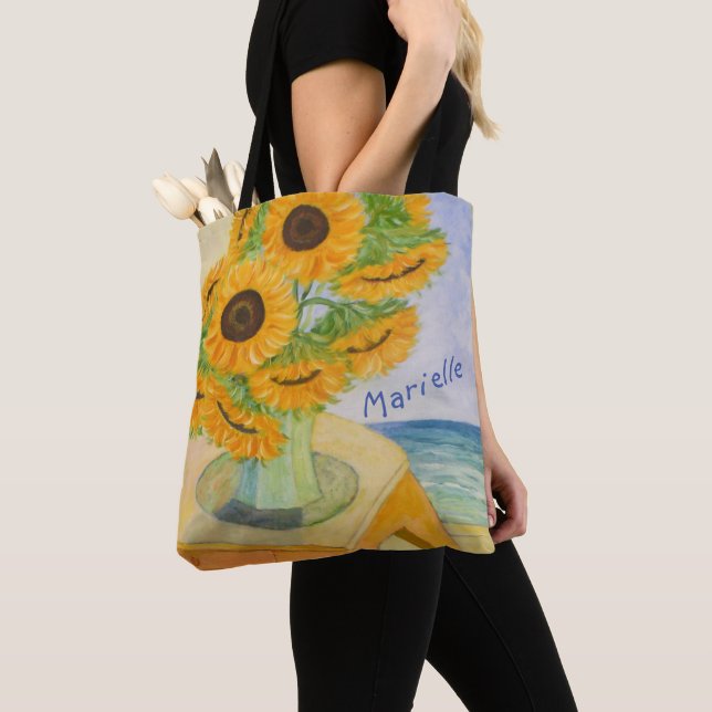 Personalised Sunflower Painting Tote Bag (Close Up)