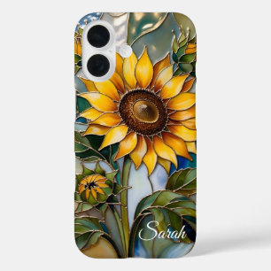 Personalised Sunflower Phone Case Teal Floral