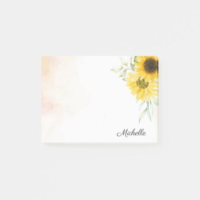 Personalised Sunflower Post-it Notes (Front)