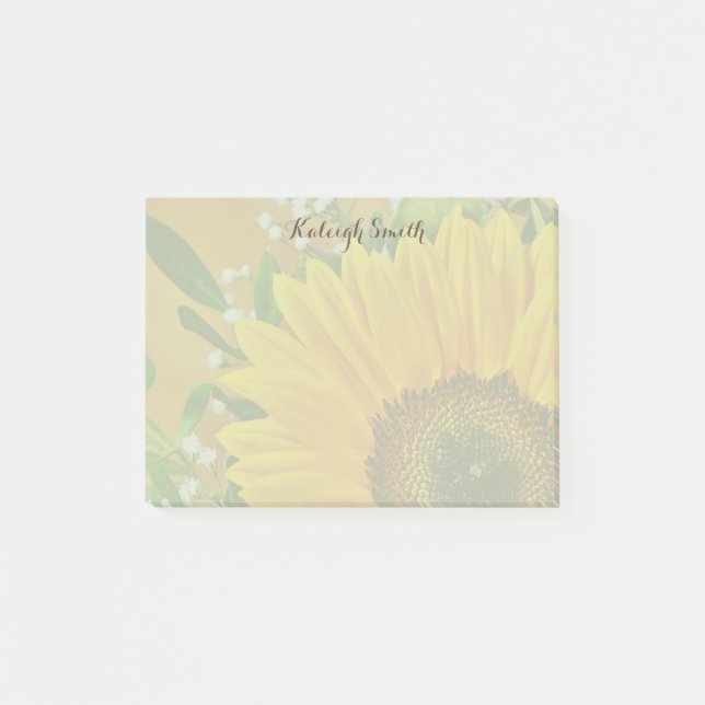 Personalised Sunflower Post It Notes (Front)