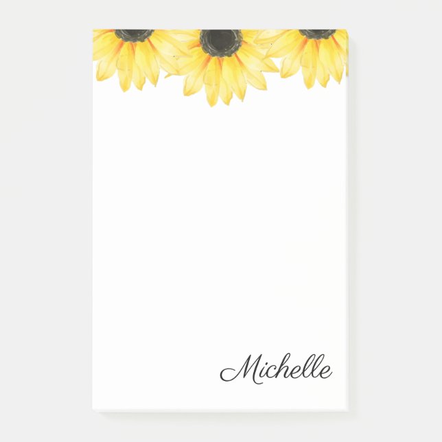 Personalised Sunflower  Post-it Notes (Front)