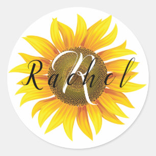 Personalised sunflower postcard classic round sticker