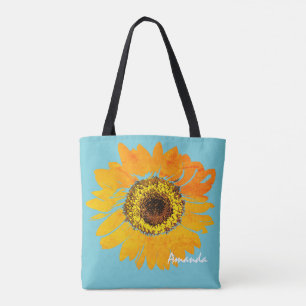 Personalised Sunflower Print Tote Bag