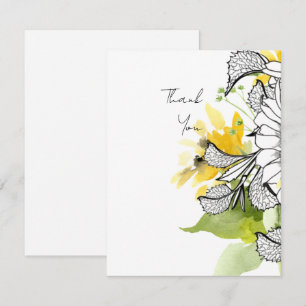 Personalised Sunflower Script Thank You Note Card