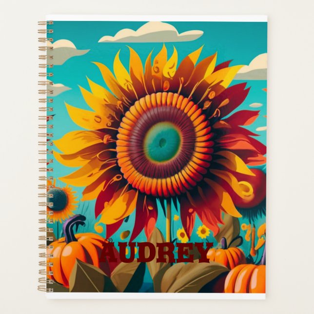 Personalised Sunflower Spiral Planner, Planner,    Planner (Front)