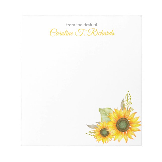 Personalised Sunflower Stationery Note Card (Front)
