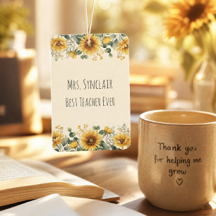 Personalised Sunflower Teacher Thank You Car Air Freshener