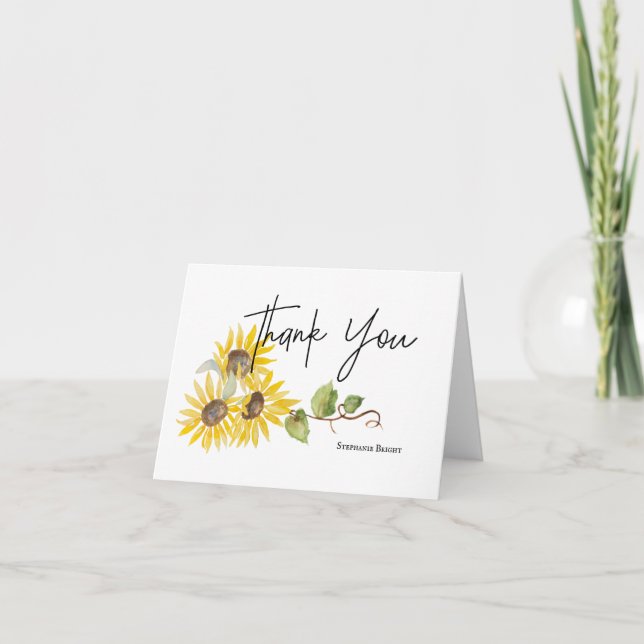 Personalised Sunflower Thank You Card (Front)