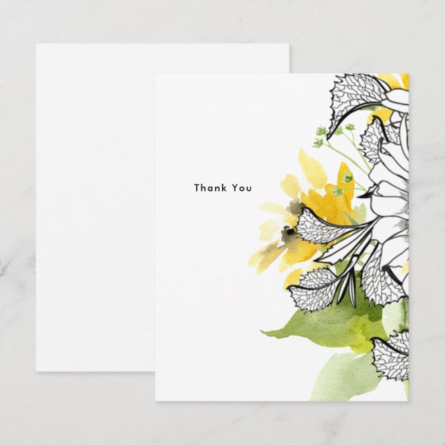 Personalised Sunflower Thank You Note Card (Front/Back)